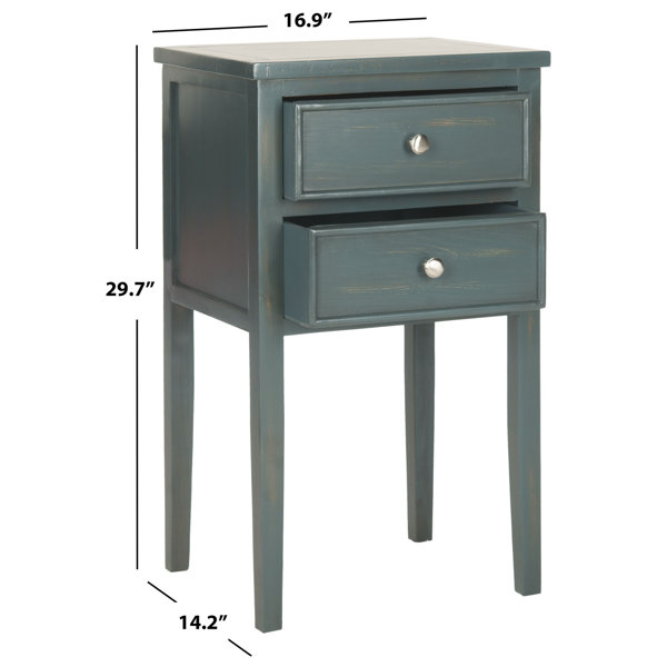 Gracie Oaks Evangelyne Solid Wood 2 Drawer End Table & Reviews